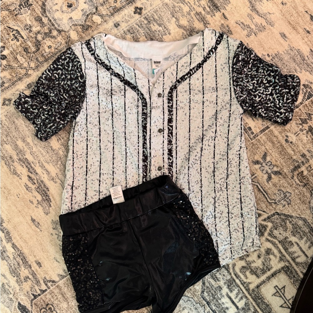 Kids Sequin Striped Shirt - Black & White